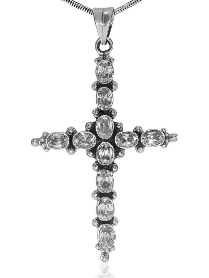StoneTrip Kettenanhänger Kettenanhänger Kreuz Zirkonia in Silber gefasst mit Öse von StoneTrip