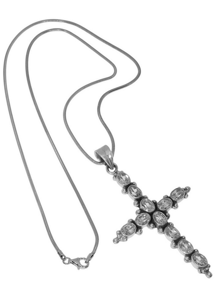 StoneTrip Kettenanhänger Kettenanhänger Kreuz Zirkonia in Silber gefasst mit Öse von StoneTrip