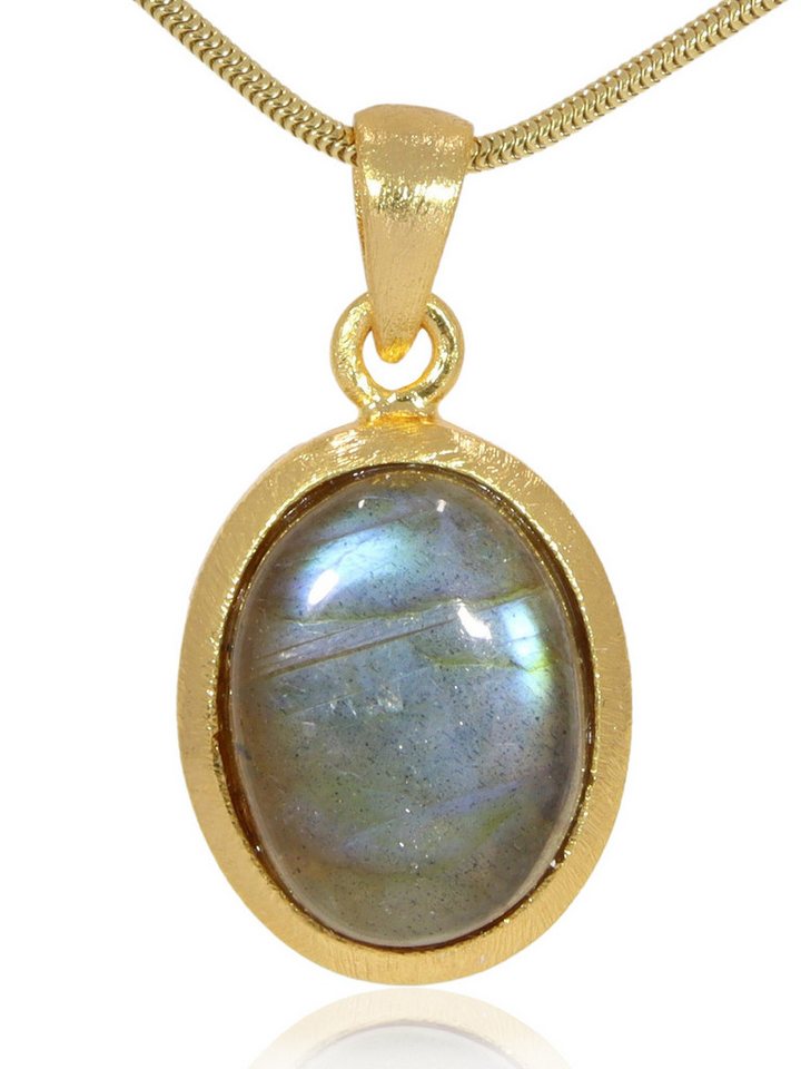 StoneTrip Kettenanhänger Kettenanhänger Labrador in vergoldetes Silber gefasst mit Öse, Unikat von StoneTrip