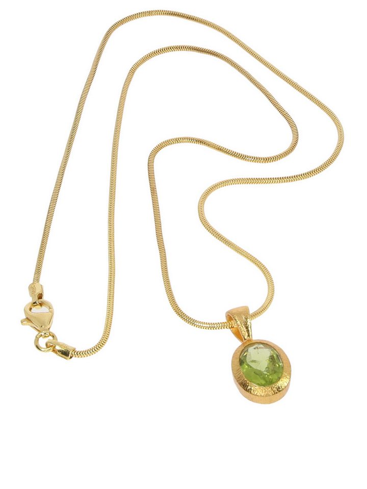 StoneTrip Kettenanhänger Kettenanhänger Peridot in vergoldetes Silber gefasst mit Öse, Unikat StoneTrip Kettenanhänger Kettenanhänger Peridot in vergoldetes Silber gefasst mit Öse, Unikat von StoneTrip