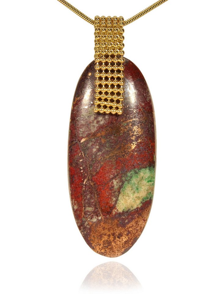 StoneTrip Kettenanhänger Kupfer-Chrysokoll Anhänger mit Kugelbandhalter, vergoldetes Silber von StoneTrip