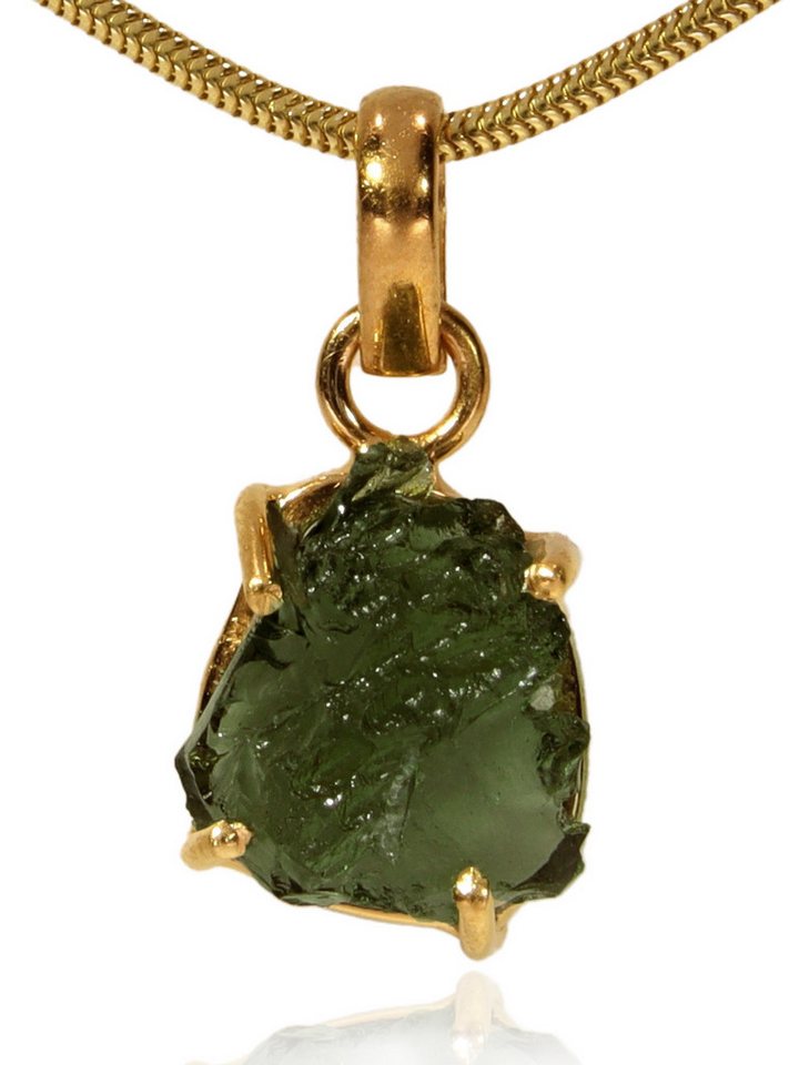 StoneTrip Kettenanhänger Kupfer-Chrysokoll Anhänger mit Röhrchen, vergoldetes Silber von StoneTrip