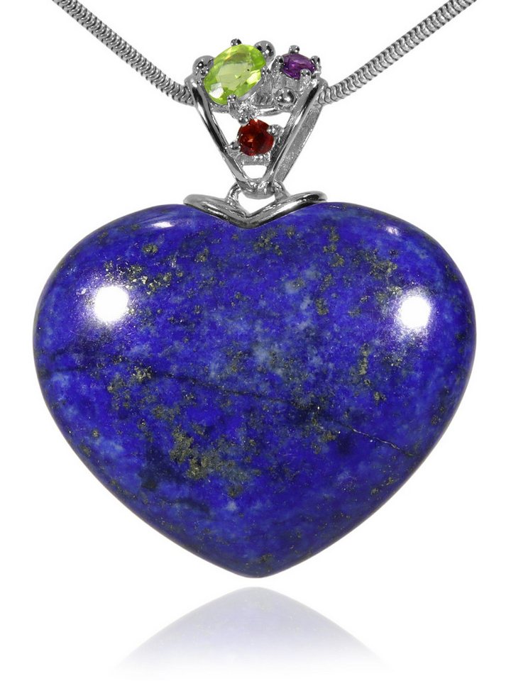 StoneTrip Kettenanhänger Lapis Herz Anhänger mit Edelsteinen und Silber von StoneTrip