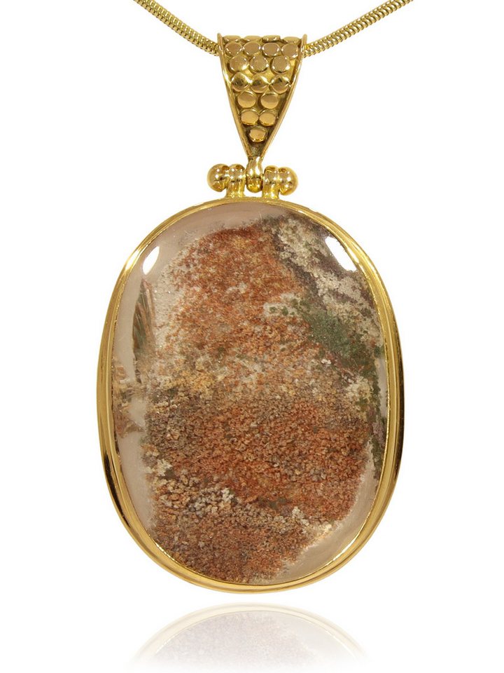 StoneTrip Kettenanhänger Lodolit Anhänger in vergoldetes Silber gefasst mit Öse, Unikat von StoneTrip