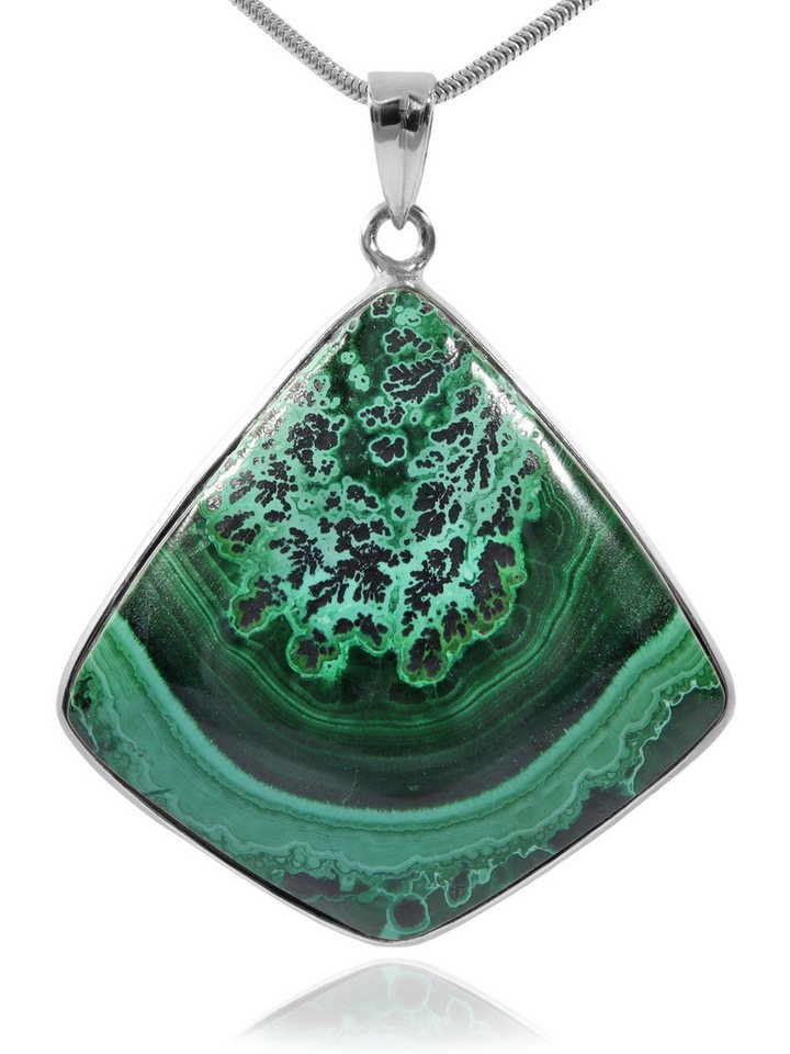 StoneTrip Kettenanhänger Malachit aus Mexiko, Anhänger in Silber gefasst mit Öse, Unikat von StoneTrip
