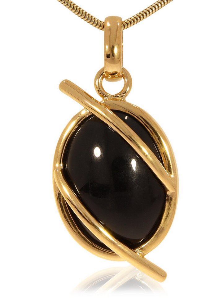 StoneTrip Kettenanhänger Onyx, Anhänger in vergoldetes Silber gefasst mit Öse von StoneTrip