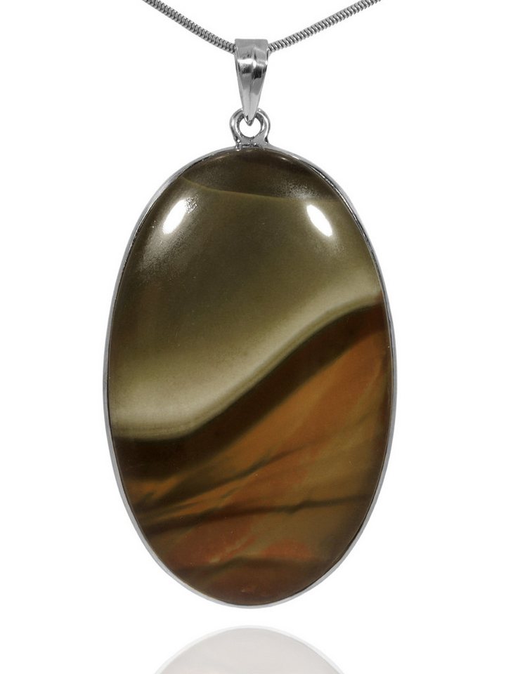 StoneTrip Kettenanhänger Polychrom Jaspis Anhänger in Silber gefasst mit Öse, Unikat von StoneTrip