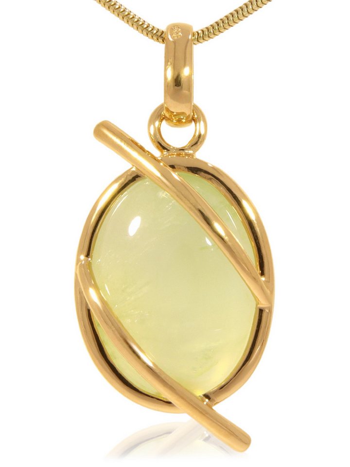 StoneTrip Kettenanhänger Prehnit, Anhänger in vergoldetes Silber gefasst mit Öse von StoneTrip