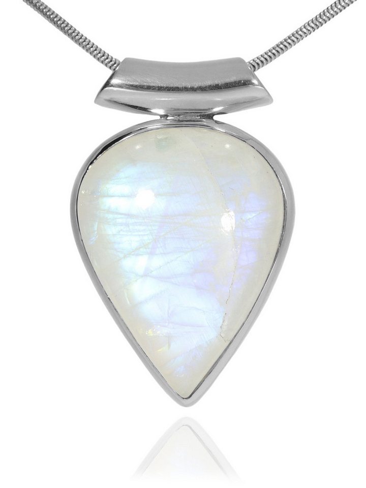 StoneTrip Kettenanhänger Regenbogenmondstein Anhänger in Silber gefasst mit Öse von StoneTrip