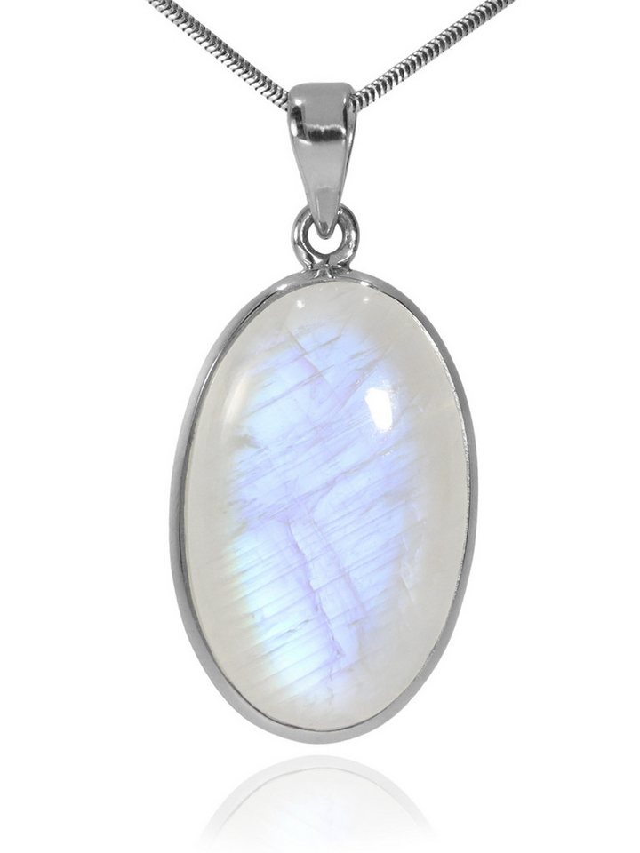 StoneTrip Kettenanhänger Regenbogenmondstein Anhänger in Silber gefasst mit Öse von StoneTrip