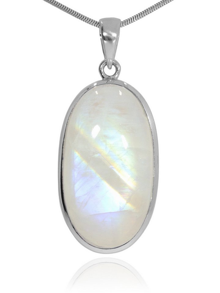 StoneTrip Kettenanhänger Regenbogenmondstein Anhänger in Silber gefasst mit Öse von StoneTrip