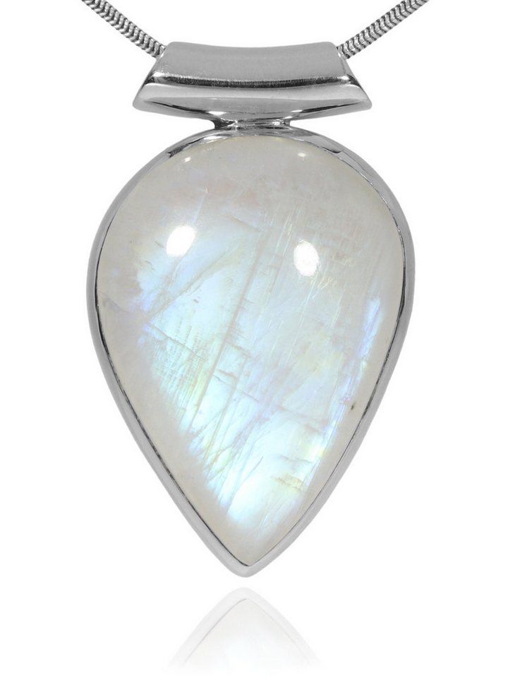 StoneTrip Kettenanhänger Regenbogenmondstein Anhänger in Silber gefasst mit Öse von StoneTrip