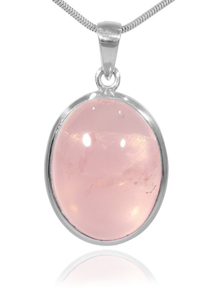 StoneTrip Kettenanhänger Rosenquarz Anhänger in Silber gefasst mit Öse von StoneTrip