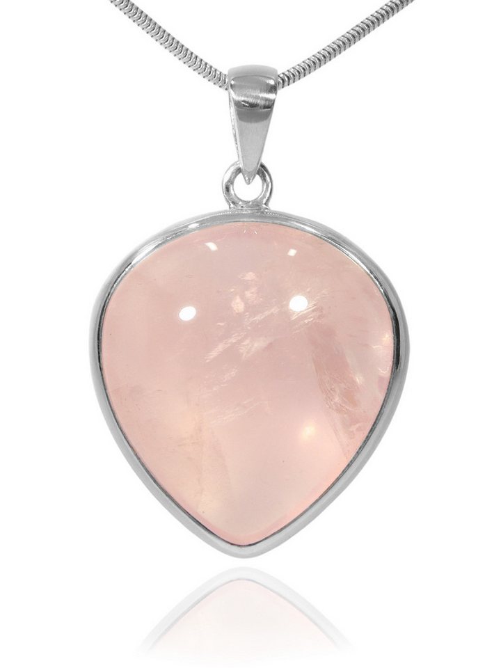StoneTrip Kettenanhänger Rosenquarz Anhänger in Silber gefasst mit Öse von StoneTrip