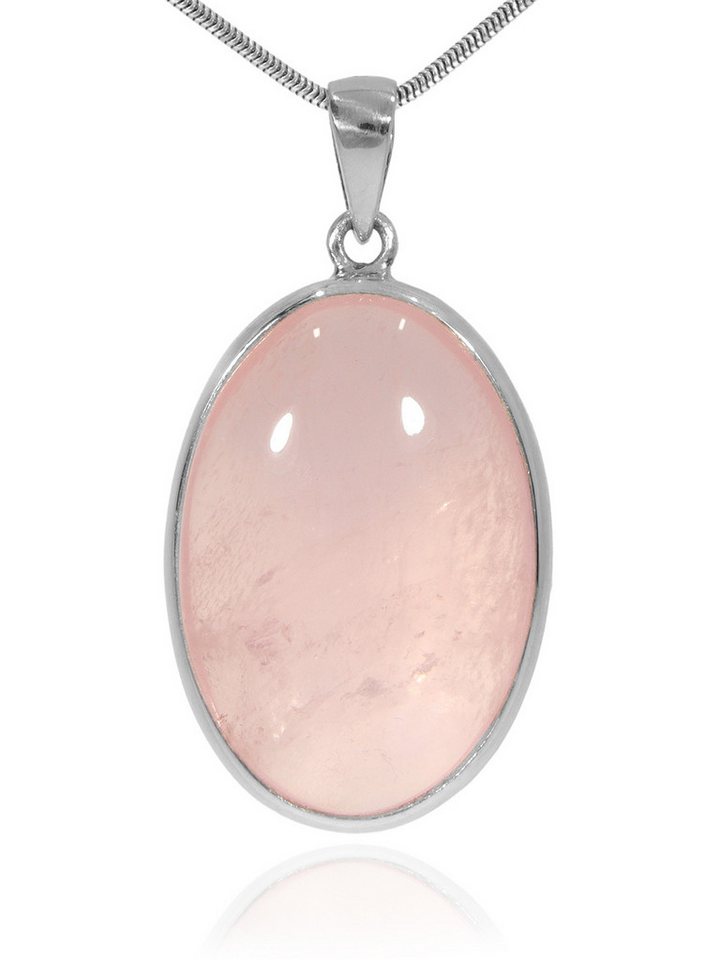 StoneTrip Kettenanhänger Rosenquarz Anhänger in Silber gefasst mit Öse von StoneTrip