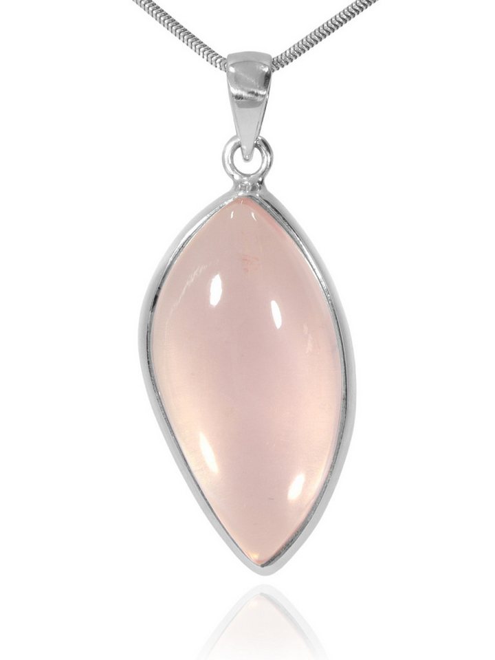 StoneTrip Kettenanhänger Rosenquarz Anhänger in Silber gefasst mit Öse von StoneTrip