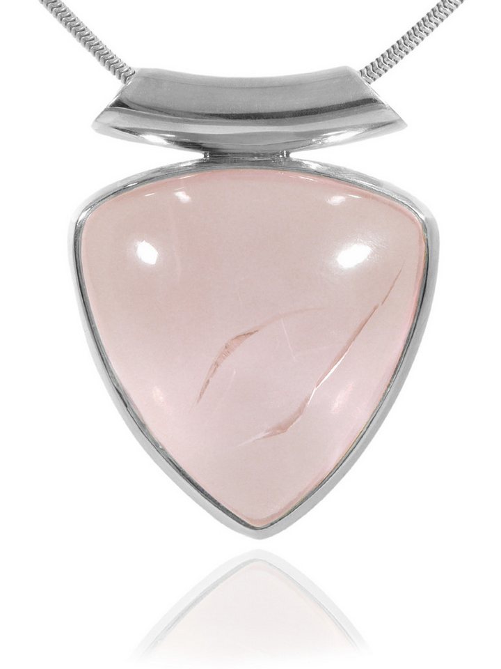 StoneTrip Kettenanhänger Rosenquarz Anhänger in Silber gefasst mit Öse von StoneTrip