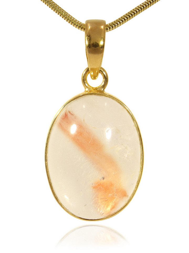 StoneTrip Kettenanhänger Rutilquarz Anhänger in vergoldetes Silber gefasst mit Öse, Unikat von StoneTrip