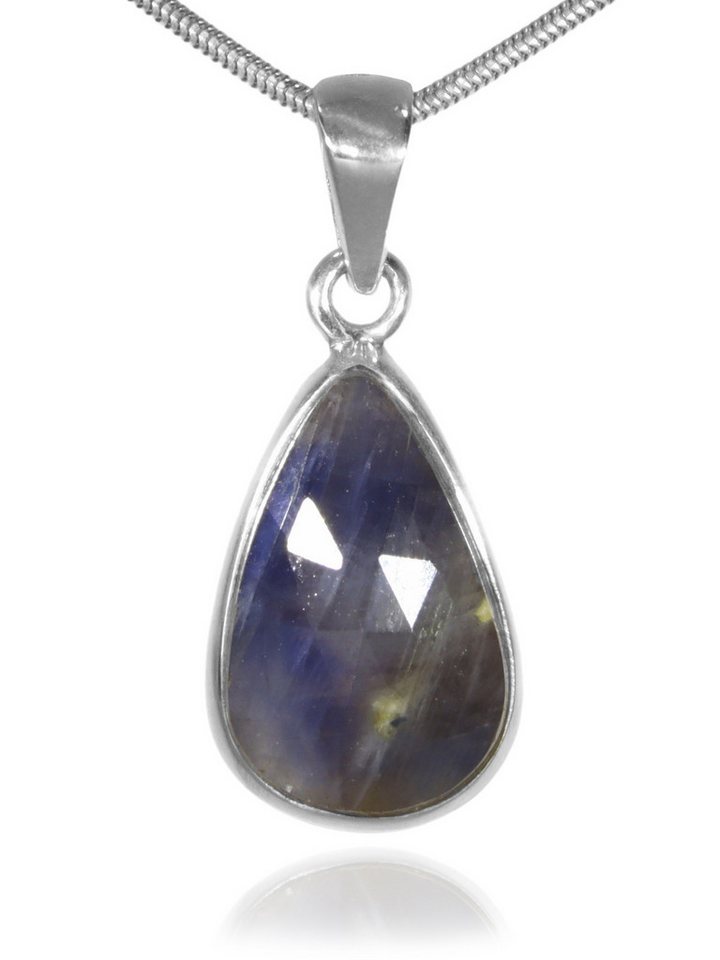 StoneTrip Kettenanhänger Saphir Anhänger in Silber gefasst mit Öse, Unikat von StoneTrip