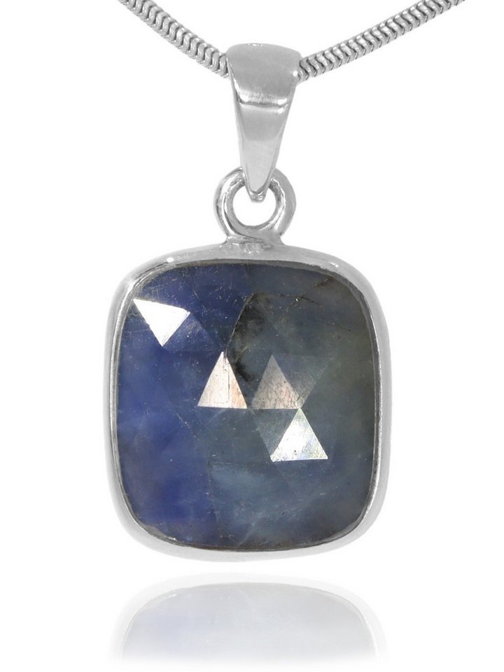 StoneTrip Kettenanhänger Saphir Anhänger in Silber gefasst mit Öse, Unikat von StoneTrip