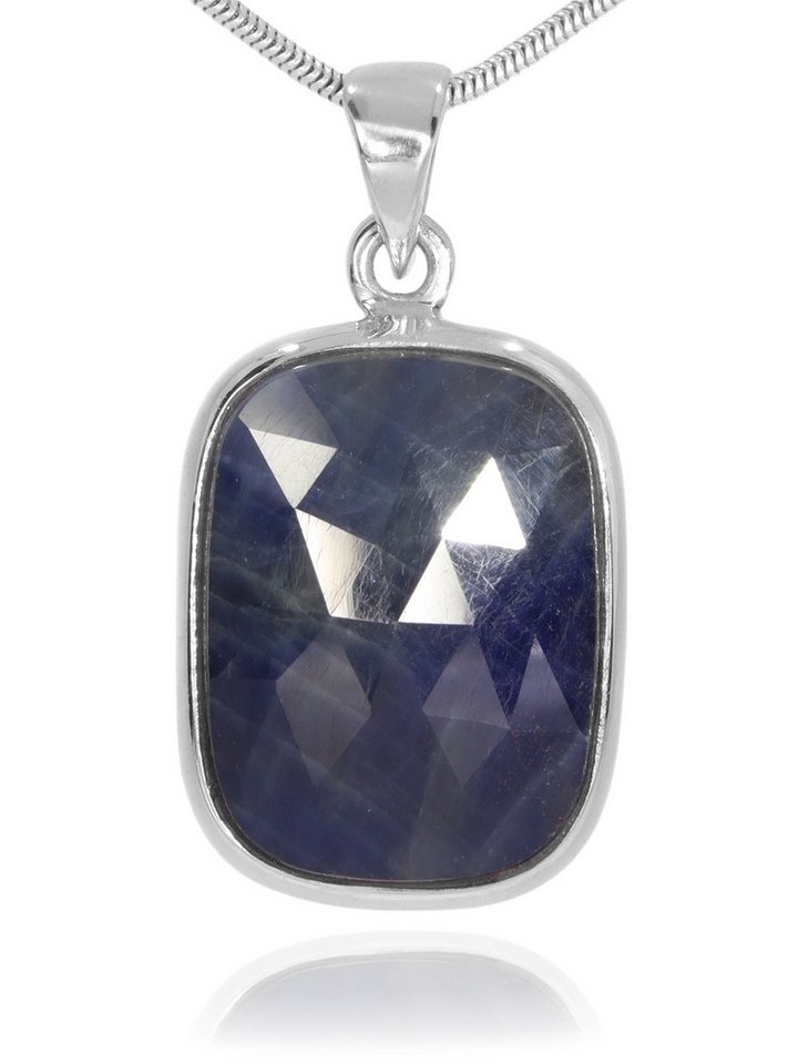 StoneTrip Kettenanhänger Saphir Anhänger in Silber gefasst mit Öse, Unikat von StoneTrip