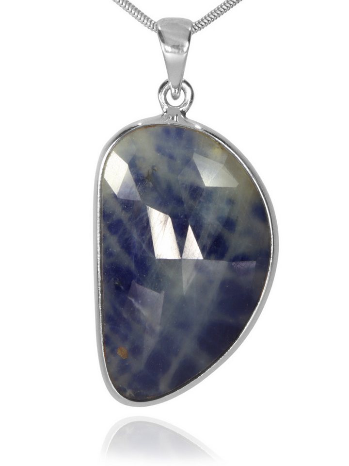 StoneTrip Kettenanhänger Saphir Anhänger in Silber gefasst mit Öse, Unikat von StoneTrip