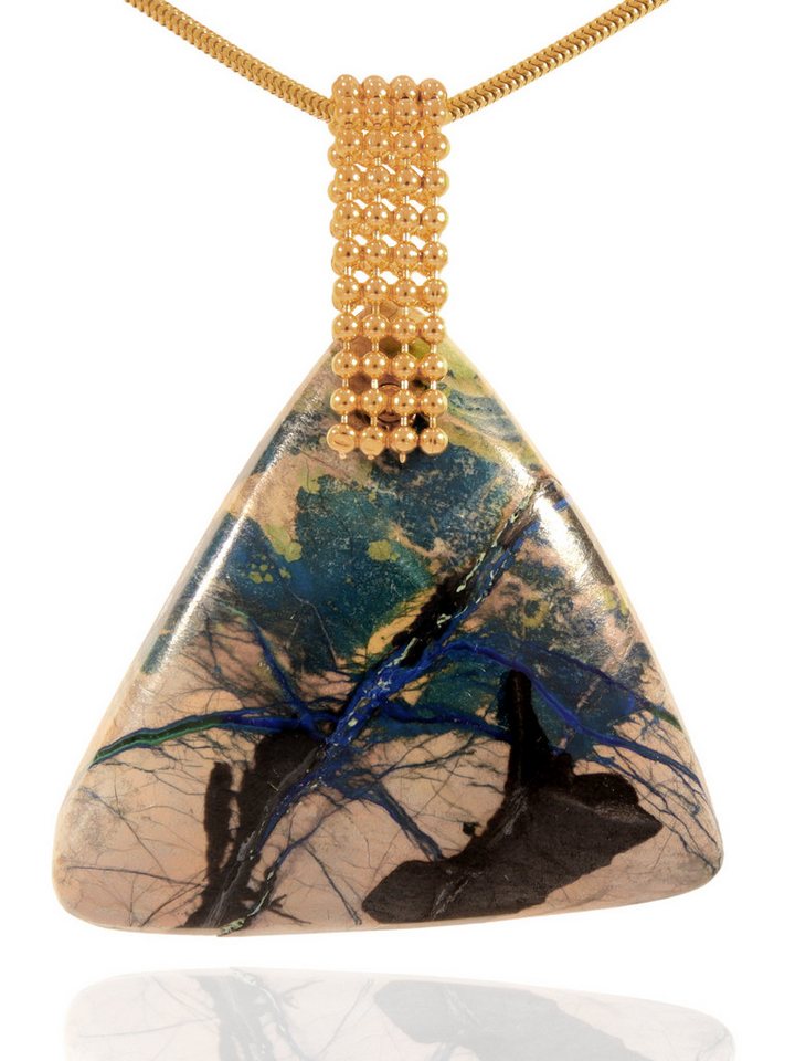 StoneTrip Kettenanhänger Shattuckit aus Namibia, Anhänger mit vergoldeten Kugelband, Unikat von StoneTrip