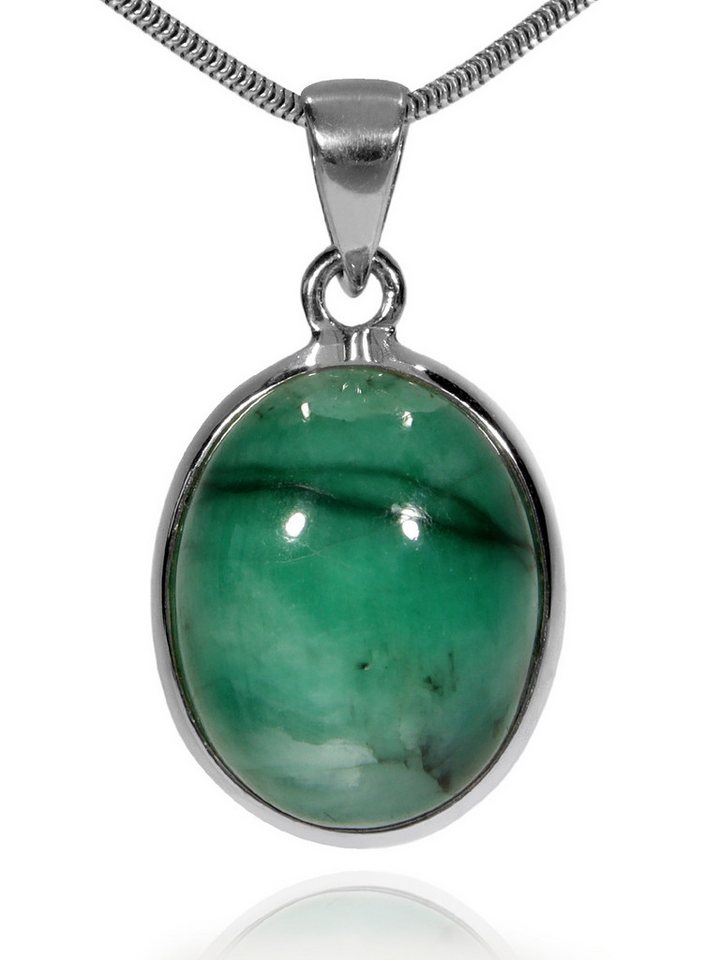 StoneTrip Kettenanhänger Smaragd Anhänger in Silber gefasst mit Öse, Unikat von StoneTrip
