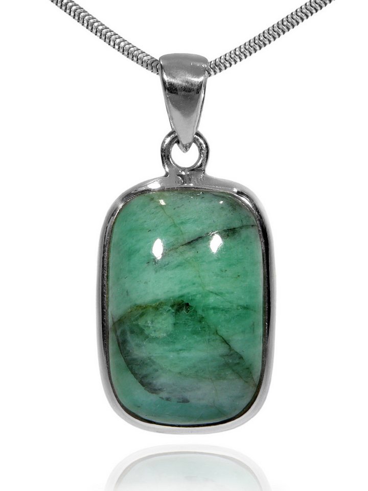 StoneTrip Kettenanhänger Smaragd Anhänger in Silber gefasst mit Öse, Unikat von StoneTrip