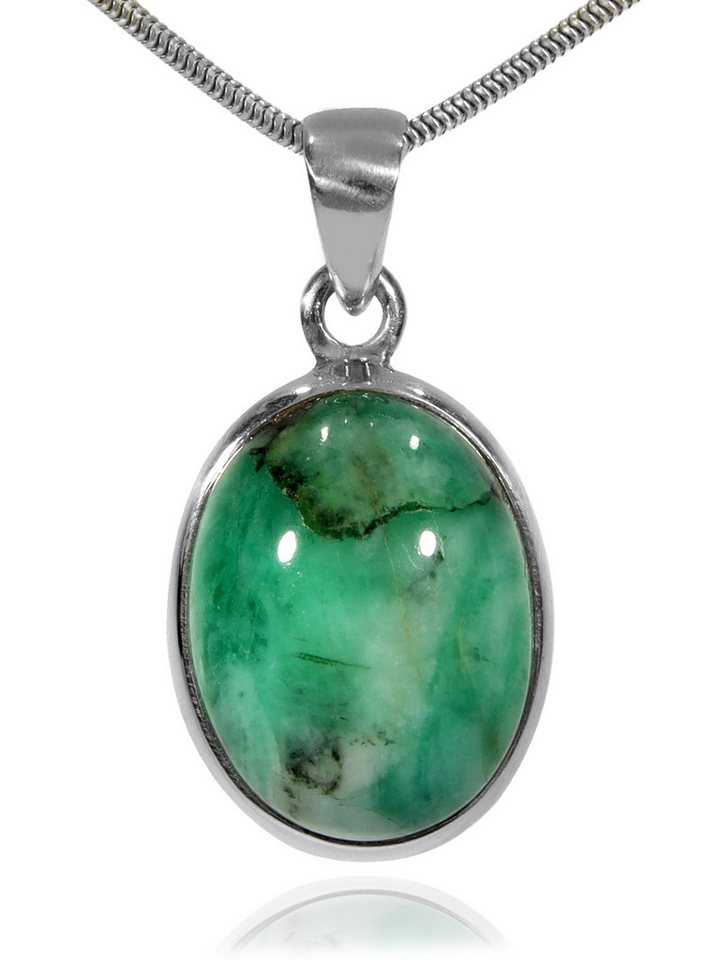 StoneTrip Kettenanhänger Smaragd Anhänger in Silber gefasst mit Öse, Unikat von StoneTrip