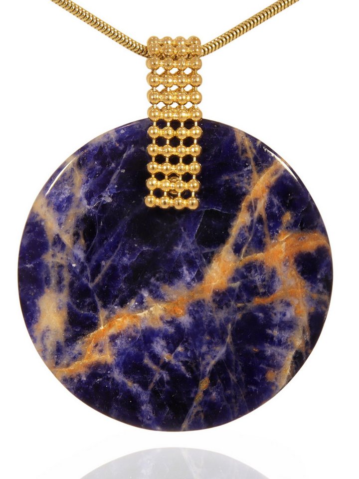 StoneTrip Kettenanhänger Sodalit Anhänger Silber vergoldet Kugelbandhalter von StoneTrip