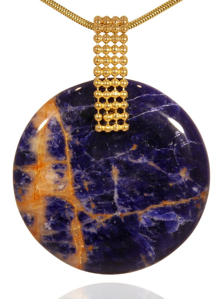 StoneTrip Kettenanhänger Sodalit Anhänger Silber vergoldet Kugelbandhalter von StoneTrip