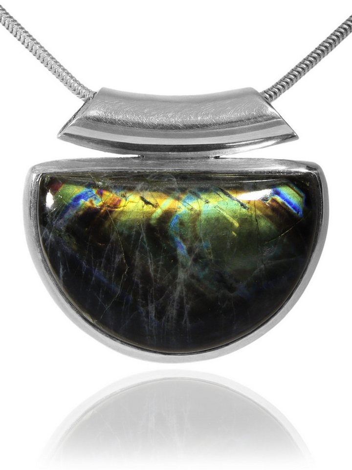 StoneTrip Kettenanhänger Spektrolit Anhänger in Silber gefasst mit Öse, Unikat von StoneTrip