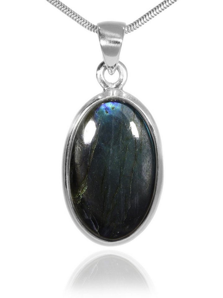 StoneTrip Kettenanhänger Spektrolit Anhänger in Silber gefasst mit Öse, Unikat von StoneTrip