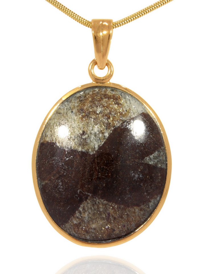 StoneTrip Kettenanhänger Staurolith Anhänger in vergoldetes Silber gefasst mit Öse, Unikat von StoneTrip