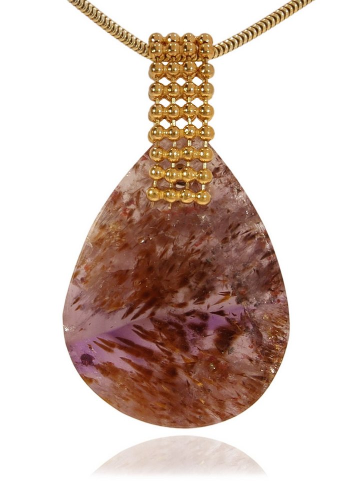 StoneTrip Kettenanhänger Super Seven Anhänger Silber vergoldet Kugelbandhalter von StoneTrip