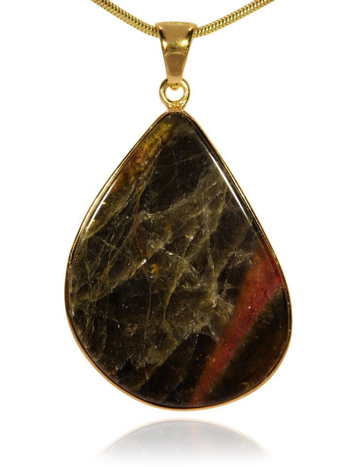 StoneTrip Kettenanhänger Turmalin Anhänger in vergoldetes Silber gefasst mit Öse, Unikat von StoneTrip