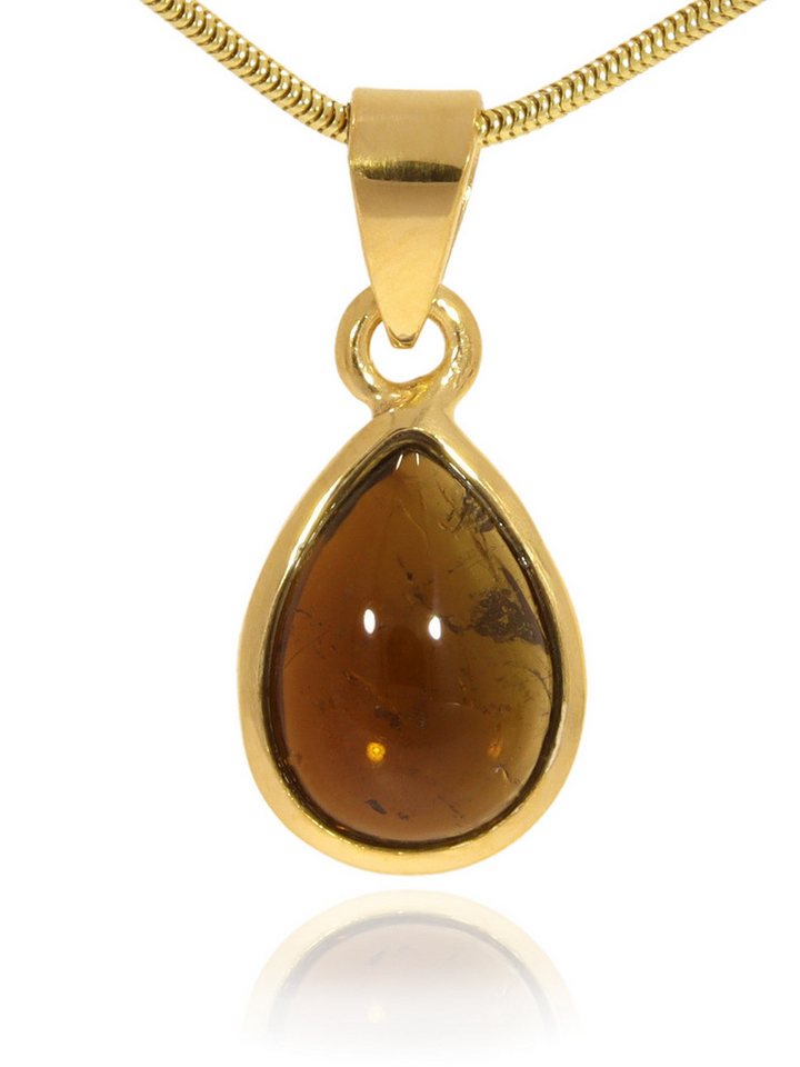 StoneTrip Kettenanhänger Turmalin Anhänger in vergoldetes Silber gefasst mit Öse, Unikat von StoneTrip