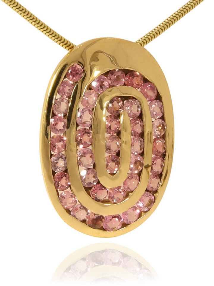 StoneTrip Kettenanhänger Turmalin Pink Anhänger in vergoldetes Silber gefasst mit Öse von StoneTrip