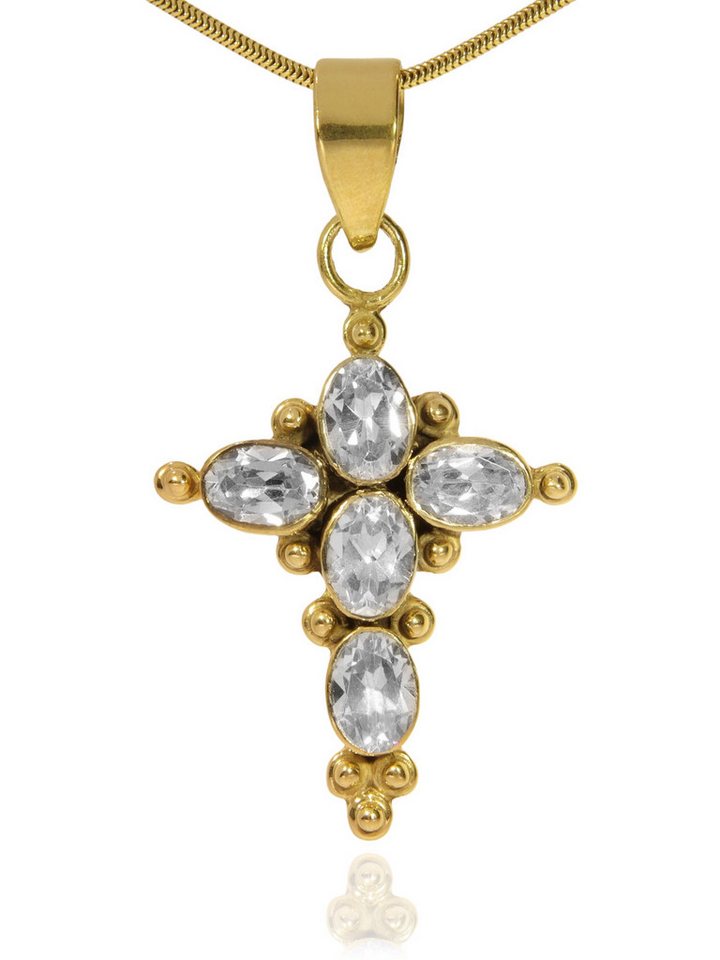 StoneTrip Kettenanhänger Zirkonia Anhänger in vergoldetes Silber gefasst mit Öse, Unikat von StoneTrip