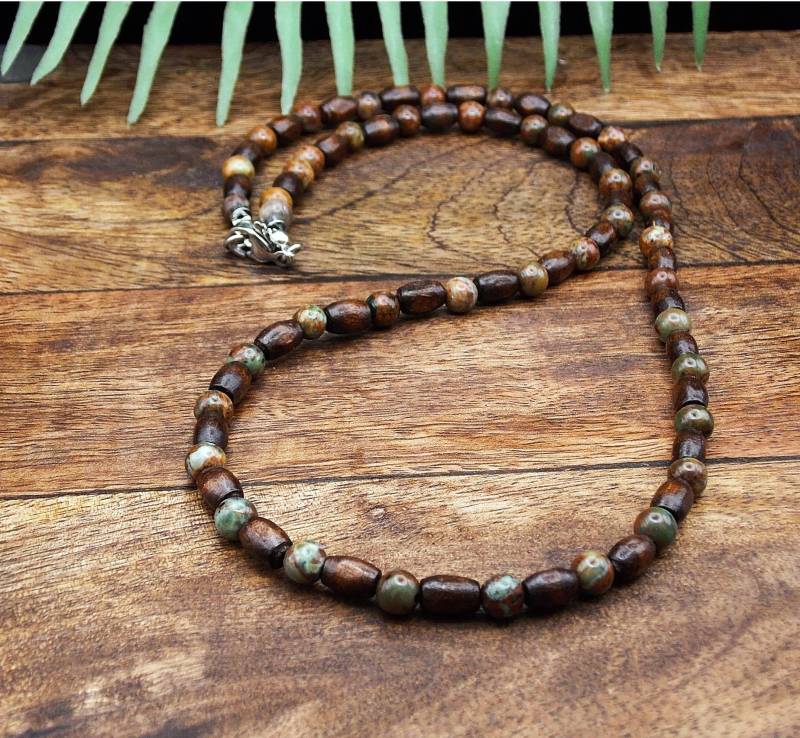 Halskette Holz Jaspis Grün Braun Holzkette Perlenkette Surfer Kette Geschenk Für Ihn Unisex Halskette Holz Jaspis Grün Braun Holzkette Perlenkette Surfer Kette Geschenk Für Ihn Unisex von StoneandWoodDE