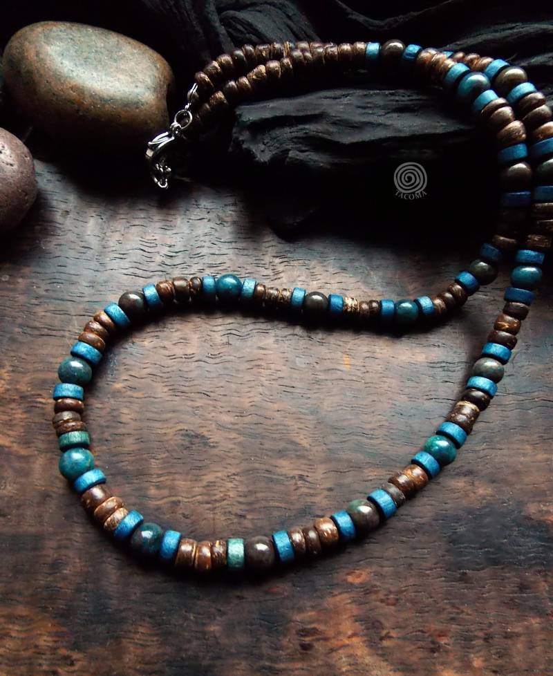 Surfer Halskette Kokosnuss Holz Ruby in Saphir Edelstein Perlen Holzkette Perlenkette Männer Geschenk Für Ihn Surfer Halskette Kokosnuss Holz Ruby in Saphir Edelstein Perlen Holzkette Perlenkette Männer Geschenk Für Ihn von StoneandWoodDE
