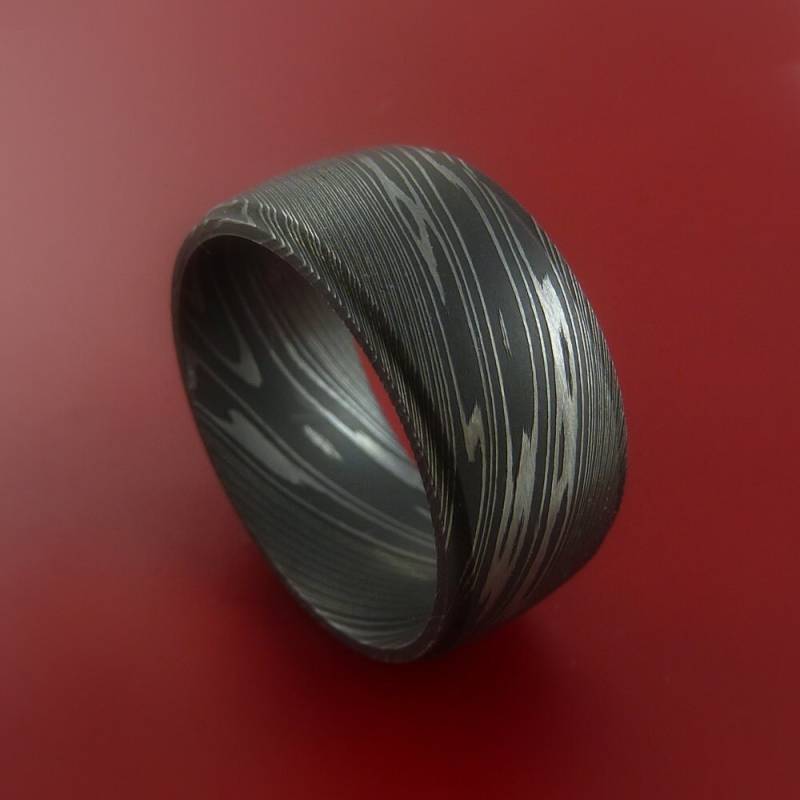 Breite Damaszener Stahl Ring Ehering Echte Handwerkskunst Nach Maß von StonebrookJewelry