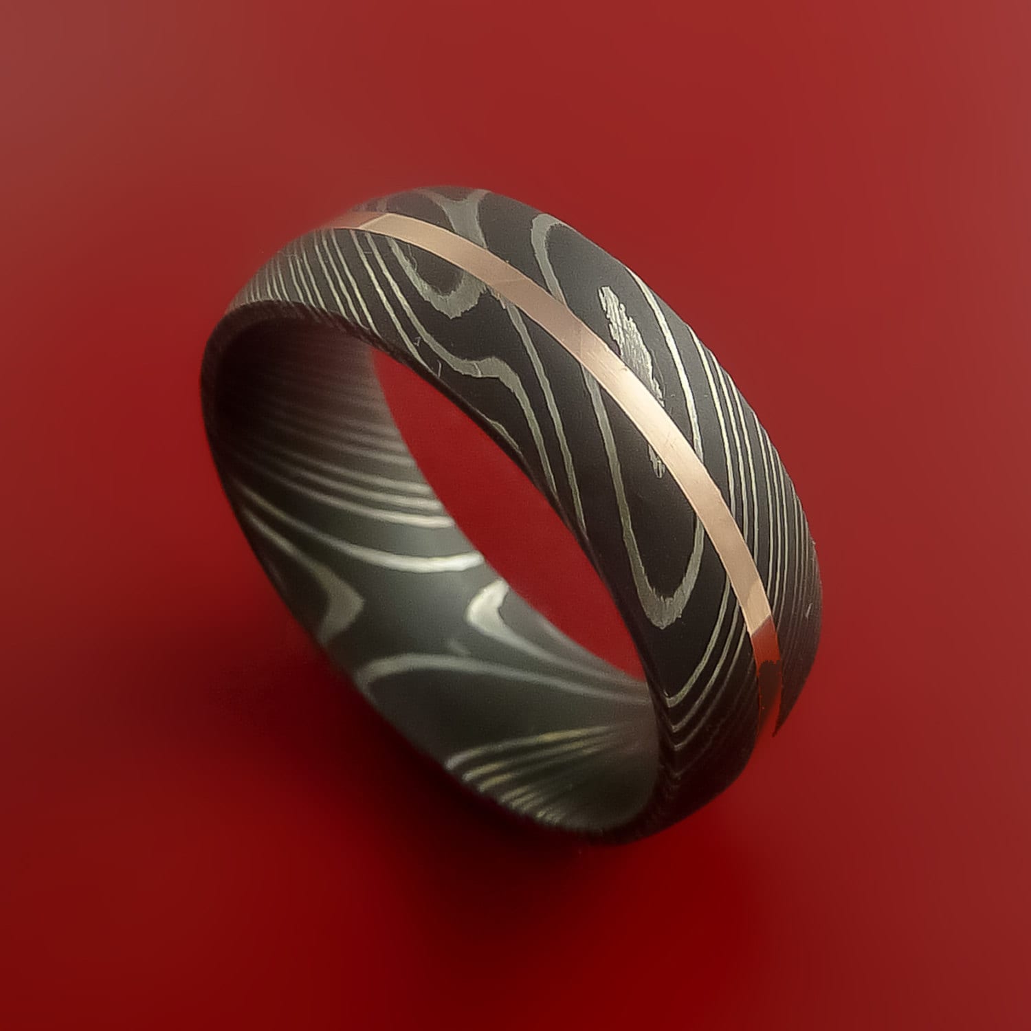 Damast Stahl 14K Rose Gold Ring Ehering Nach Maß Damast Stahl 14K Rose Gold Ring Ehering Nach Maß von StonebrookJewelry