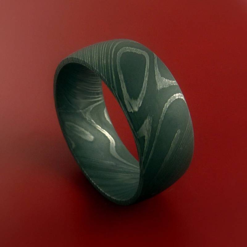 Damast-stahl Ring Breit Ehering Echte Handwerkskunst Jede Größe 3-22 von StonebrookJewelry