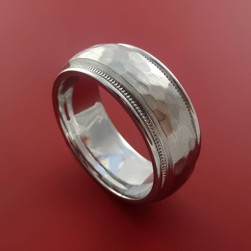 Kobalt Chrom Millgrain Hammer Finish Band Custom Ring Gemacht Zu Jeder Größe Und von StonebrookJewelry