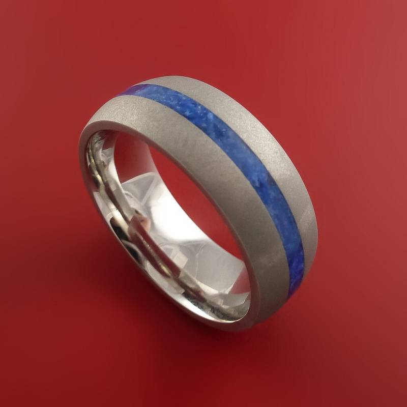 Kobalt Chrom Ring Mit Lapis Inlay Custom Made Band von StonebrookJewelry