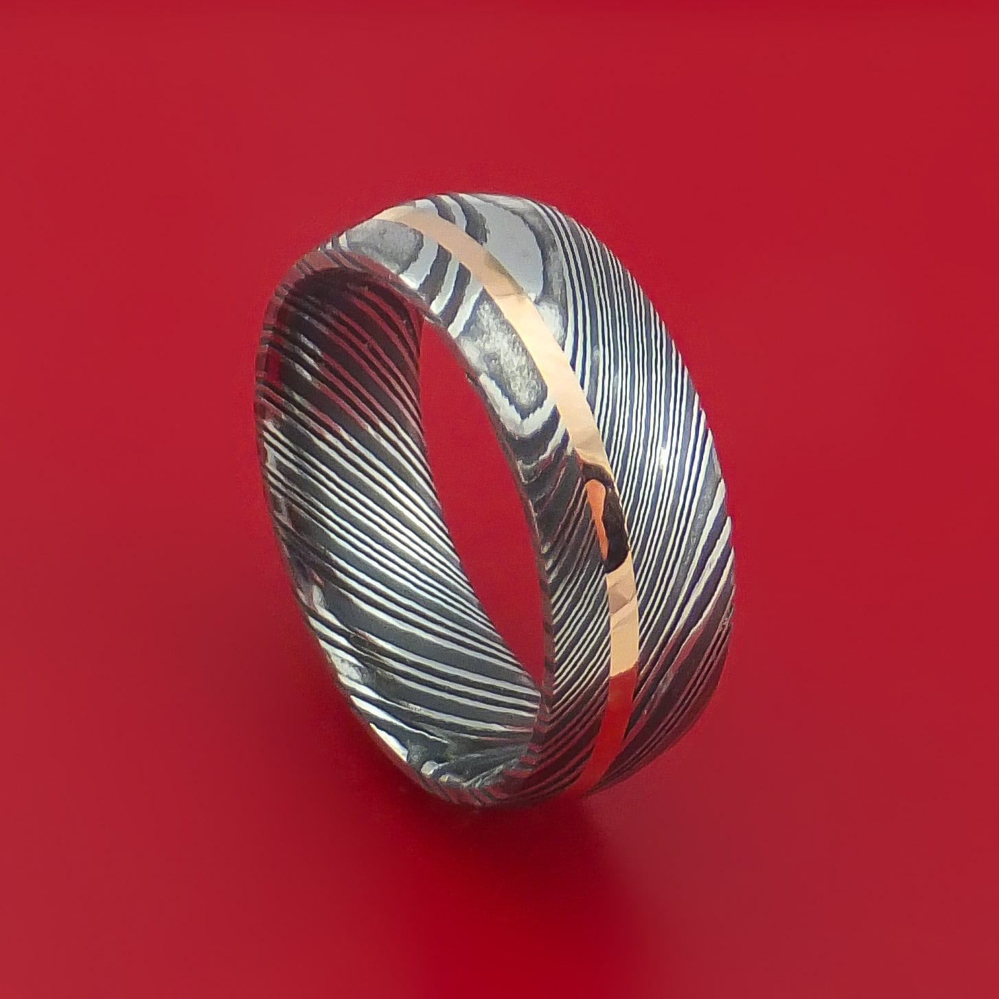 Kuro Damast Stahl Ring Und 14K Rose Gold Ehering Echte Handwerkskunst Nach Maß Kuro Damast Stahl Ring Und 14K Rose Gold Ehering Echte Handwerkskunst Nach Maß von StonebrookJewelry