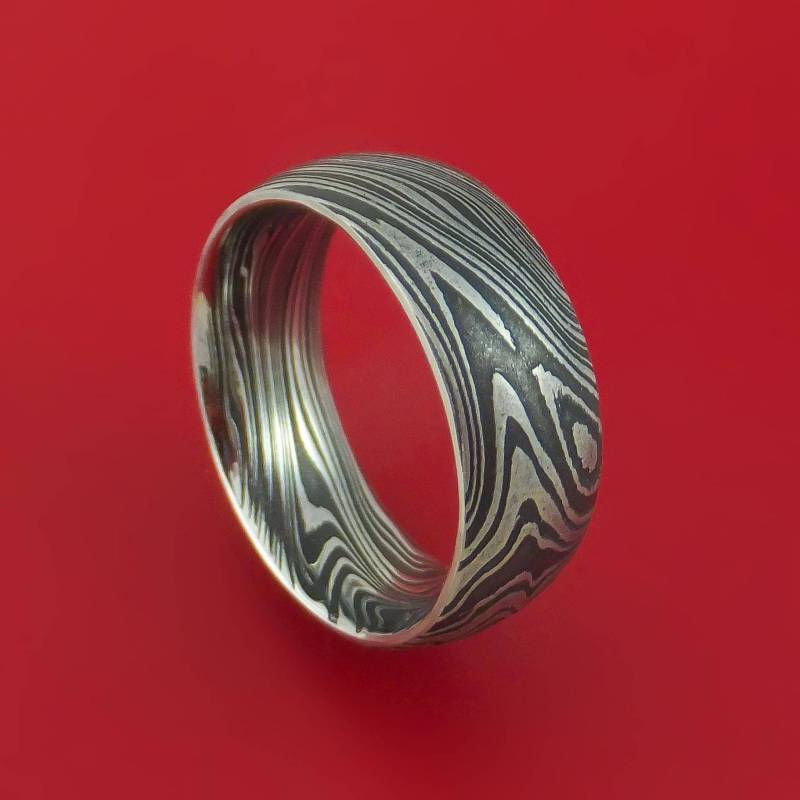 Marmorierte Kuro Damast Stahl Ring Nach Maß Ehering von StonebrookJewelry