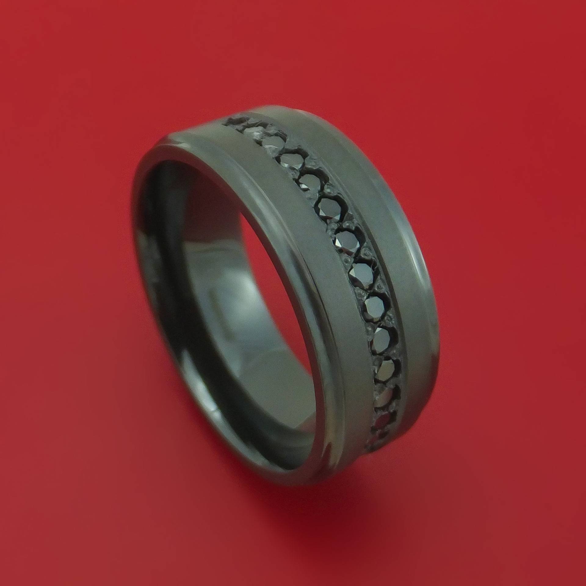 Schwarzer Zirkon Und Schwarze Diamanten Ring Nach Maß von StonebrookJewelry